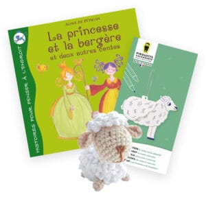 La princesse et la bergère + un mouton crochet et le kit créatif mouton